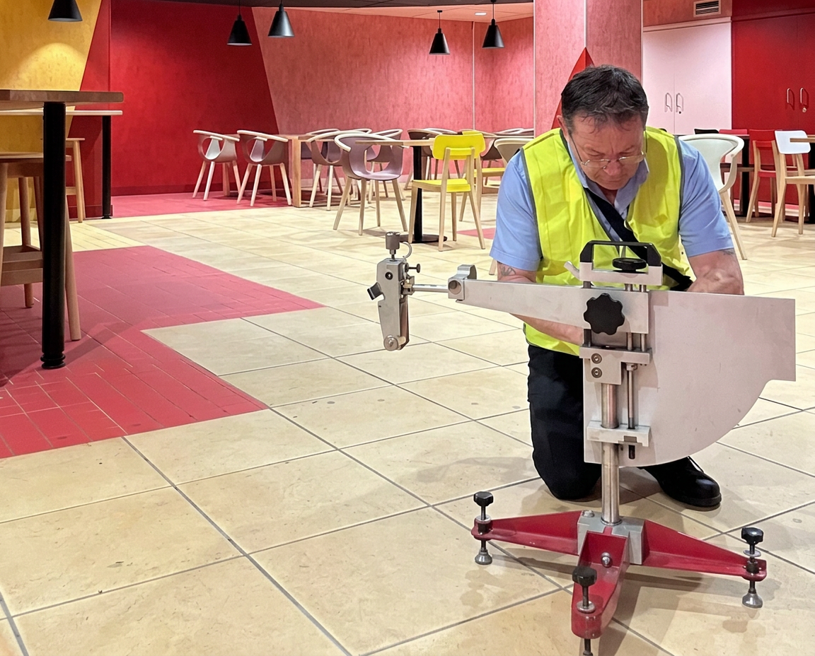 Food court floor being assessed during a busy trading period