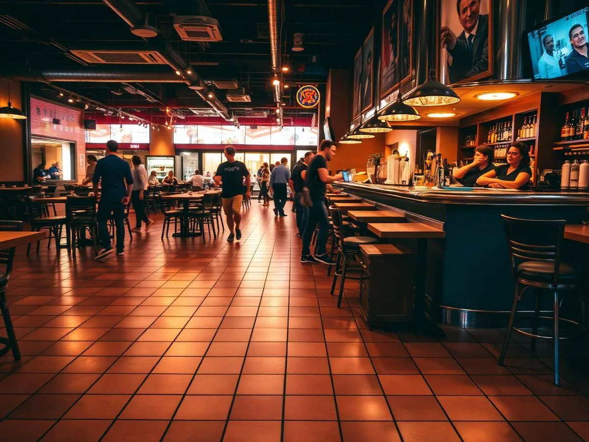 Busy hospitality venue with tiled trafficable floor