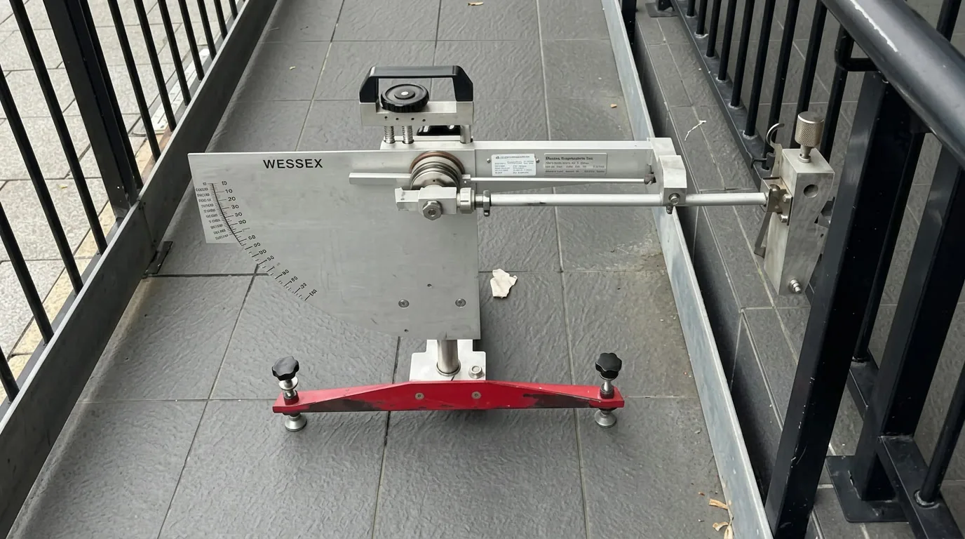 Slip test on external tiled paving